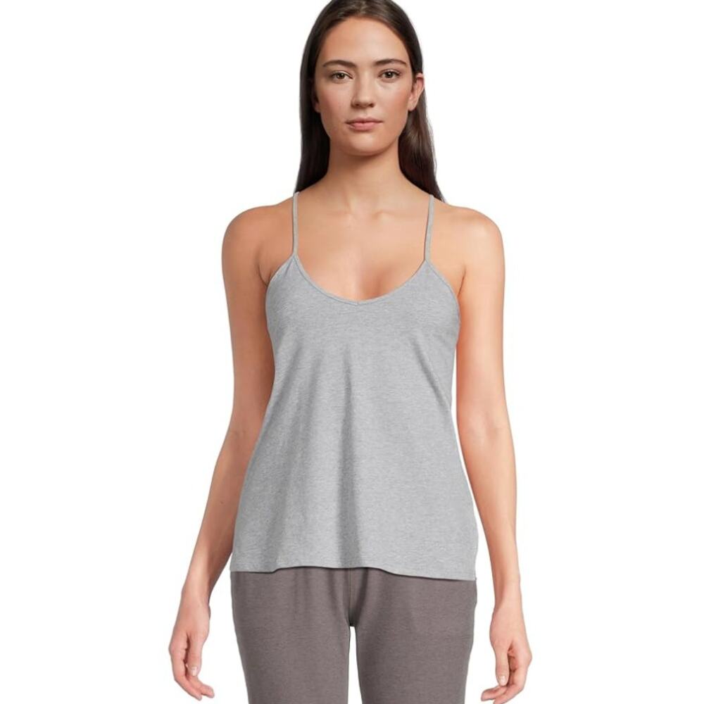 SKIN ORGANIC Womens Essential Camisole Tank Small Medium Heather Grey V Neck NWT